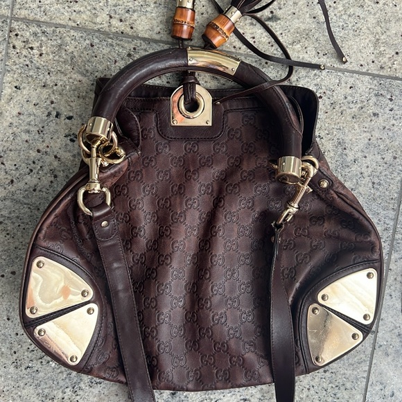 Gucci Indy Bamboo Tassel Hobo Bag smoke, pet  free - Picture 12 of 12